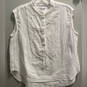 Derek Lam Crosby Denim S sleeveless cotton blouse white tuxedo front boxy